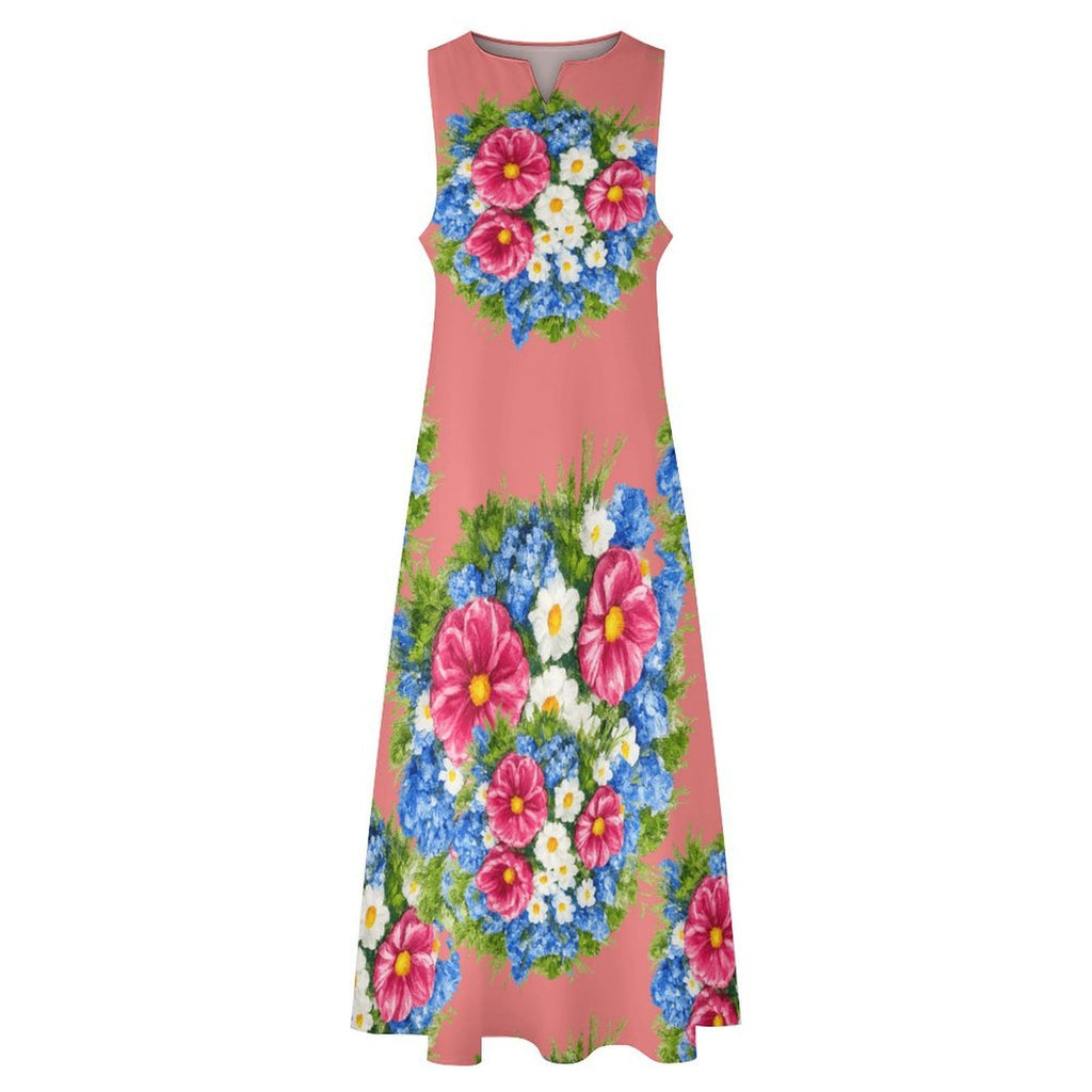 Coral Pink Sleeveless Long Dress