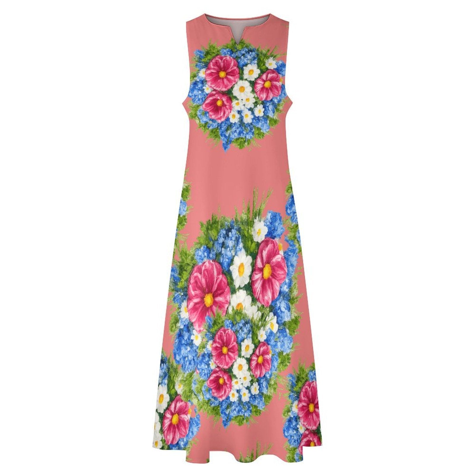 Coral Pink Sleeveless Long Dress