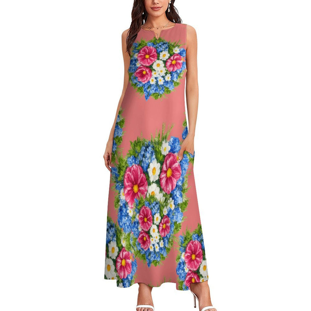 Coral Pink Sleeveless Long Dress