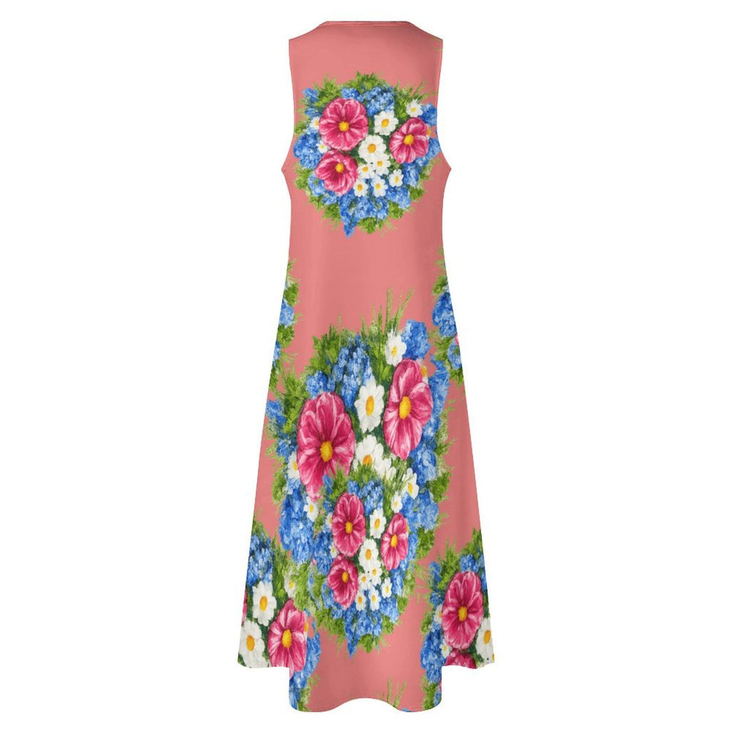 Coral Pink Sleeveless Long Dress