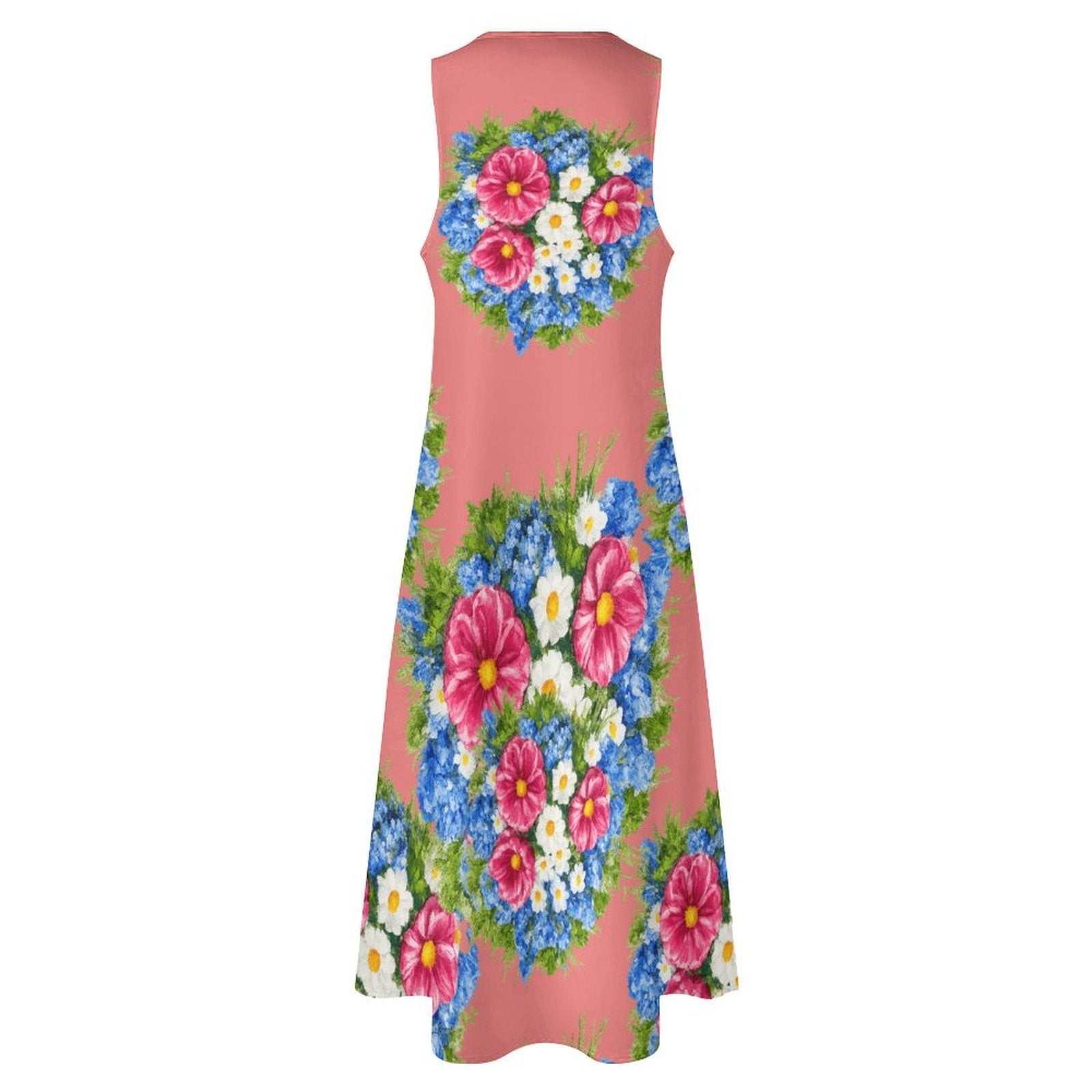 Coral Pink Sleeveless Long Dress