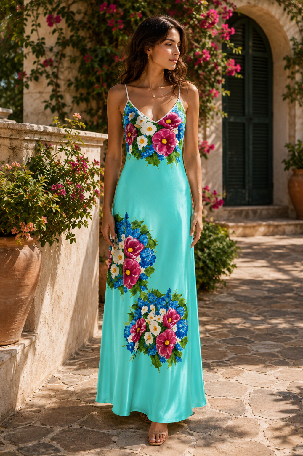 Summer Bouquet Slip Maxi Dress