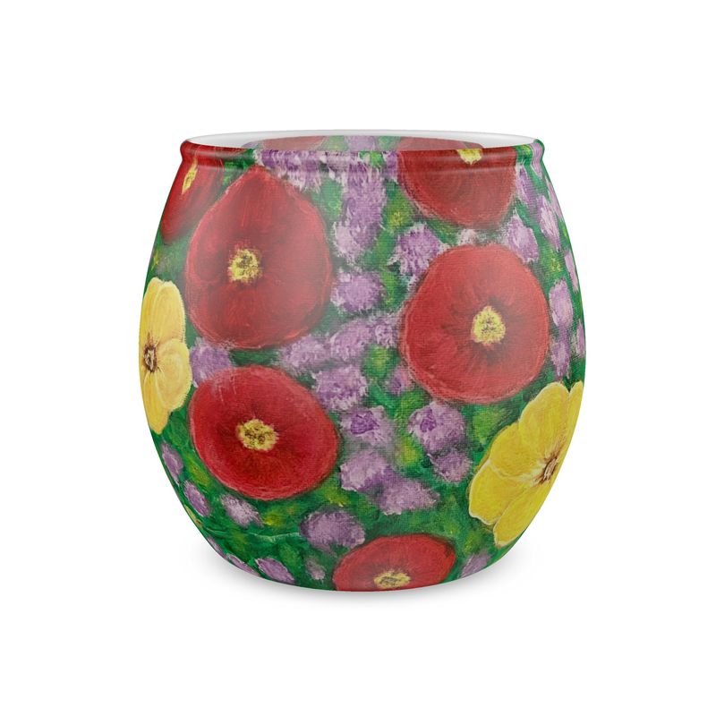 Bohemian  Poppy Garden - Glass Tealight Candle Holder