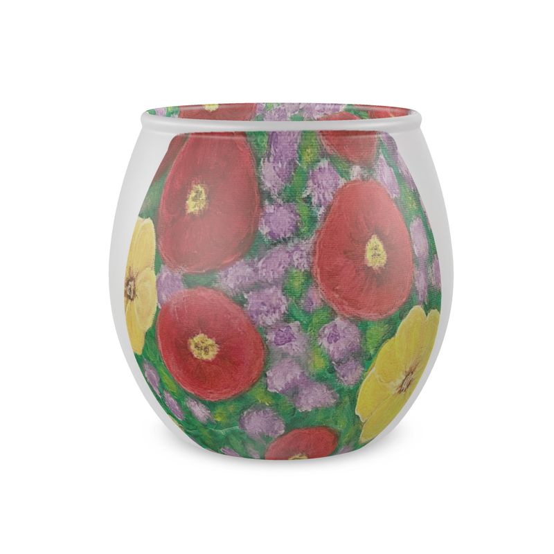 Bohemian  Poppy Garden - Glass Tealight Candle Holder