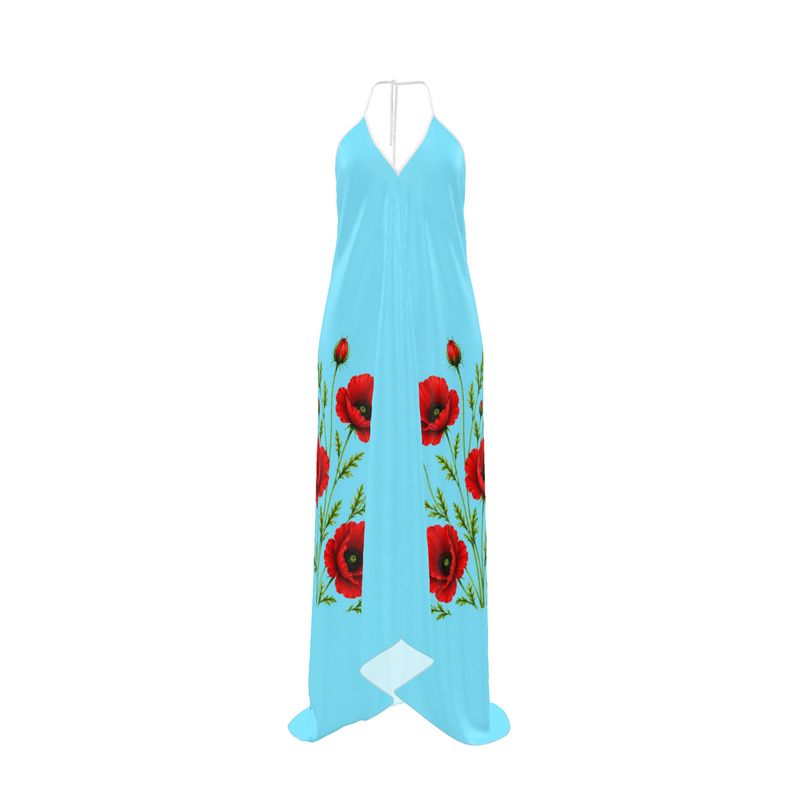Azure Poppy Halter dress