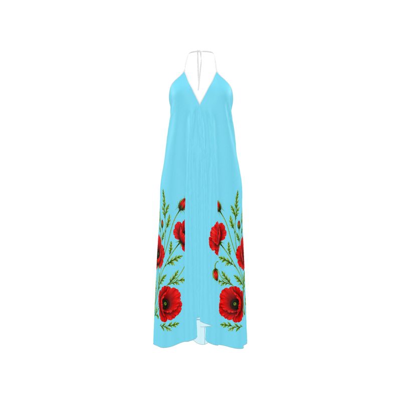 Azure Poppy Halter dress