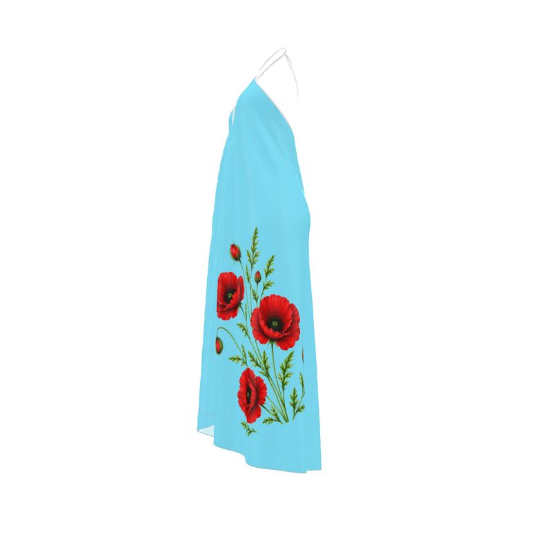 Azure Poppy Halter dress