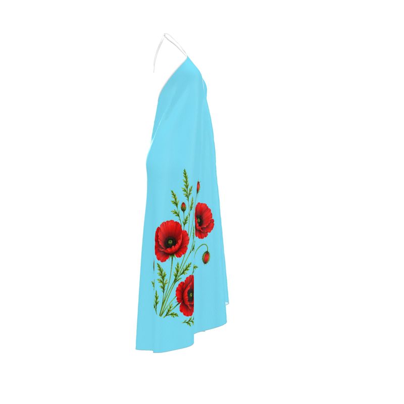 Azure Poppy Halter dress