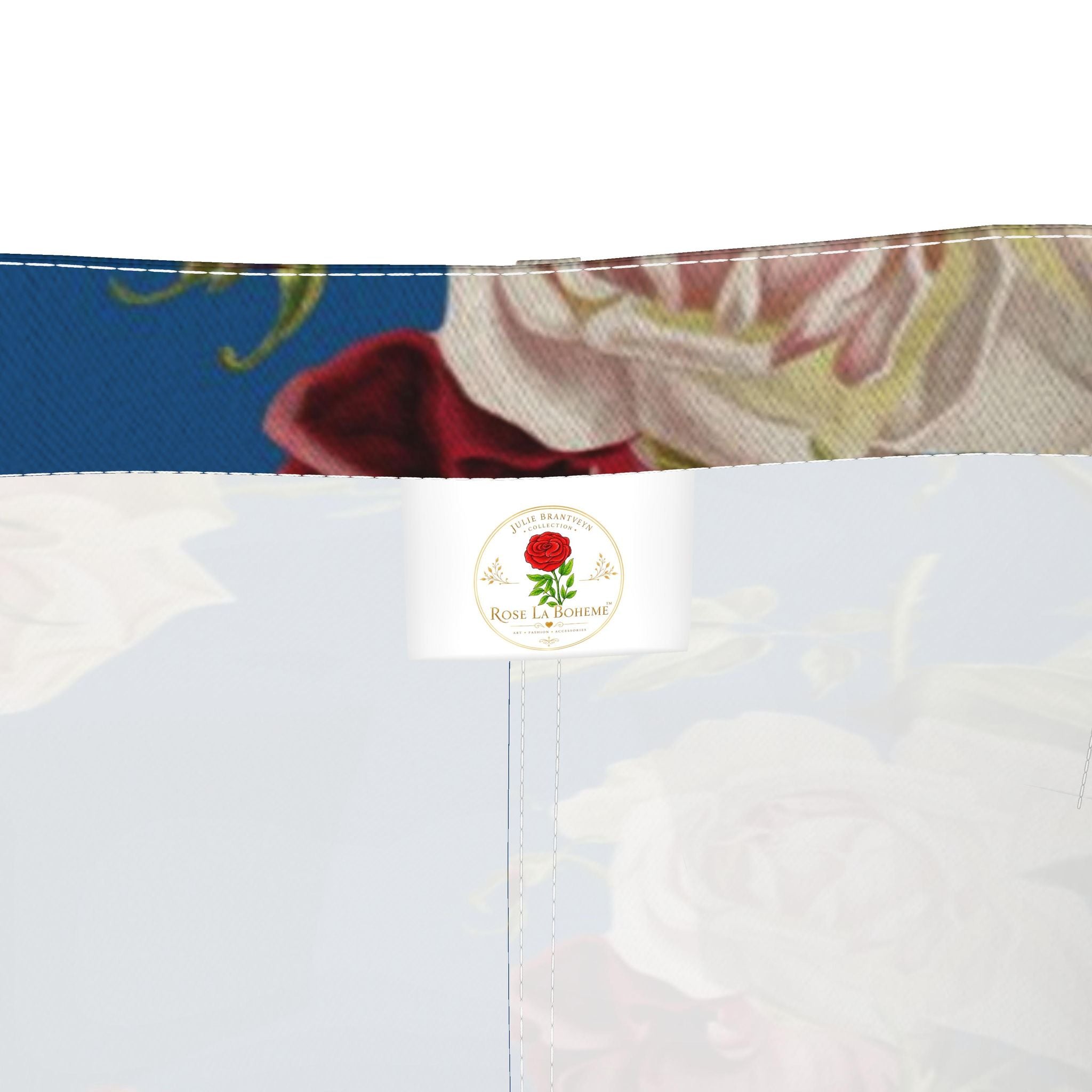 Blue Floral Denim Pencil Skirt - Rose Print