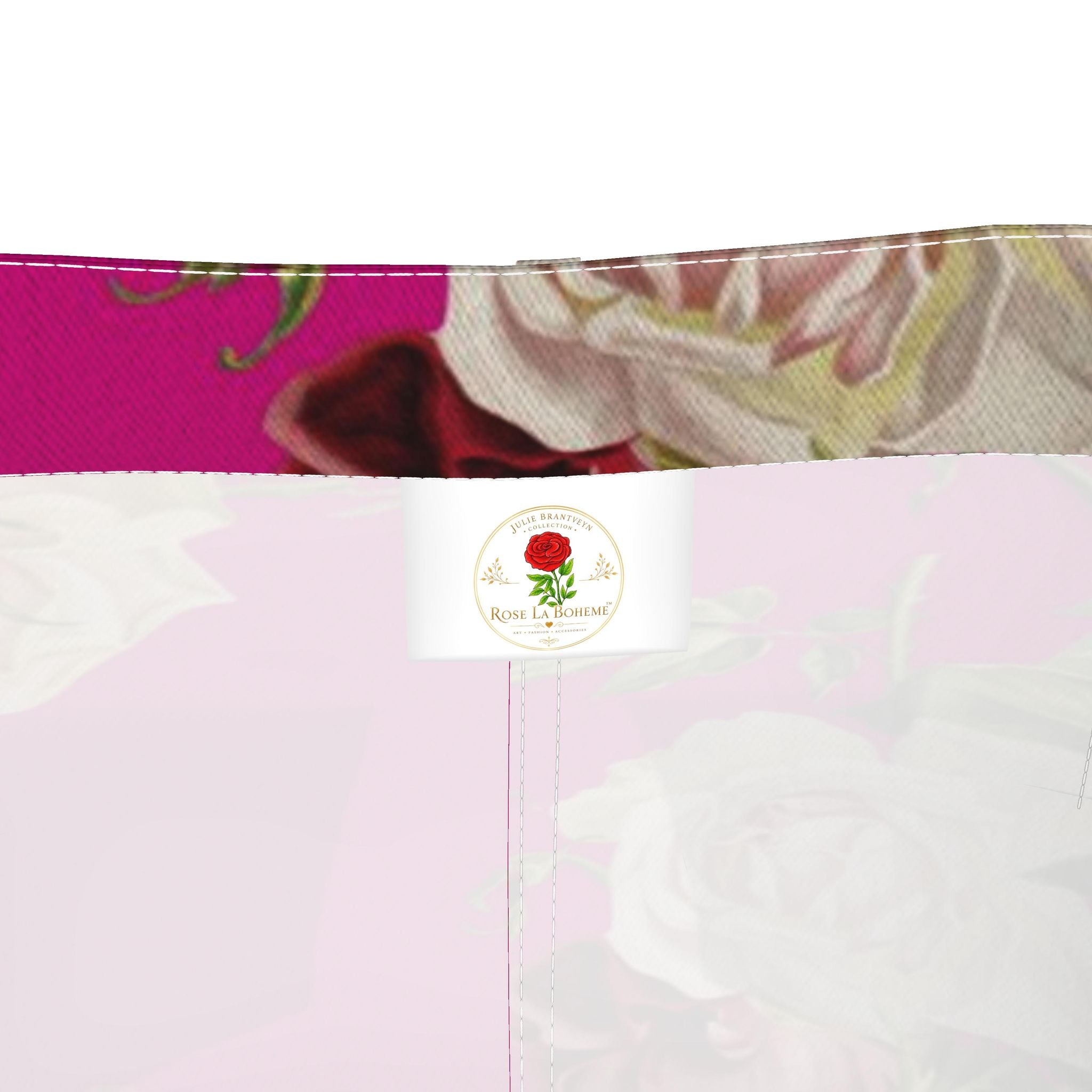 Fuschia Floral Denim Pencil Skirt - Rose Print