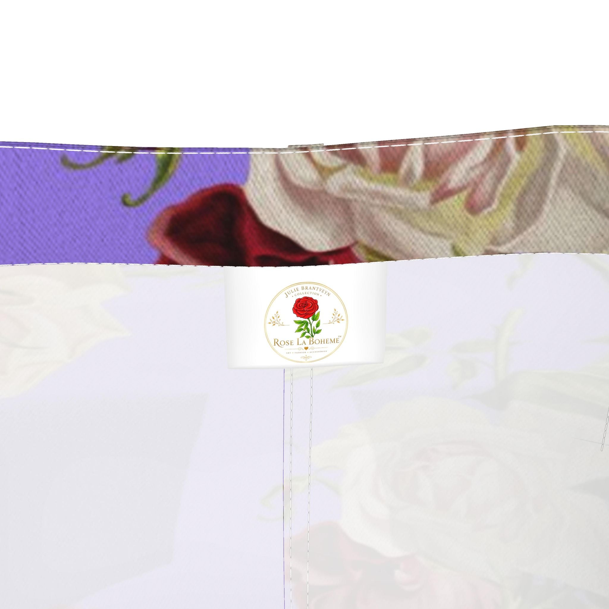 Lavender Floral Denim Pencil Skirt - Rose Print