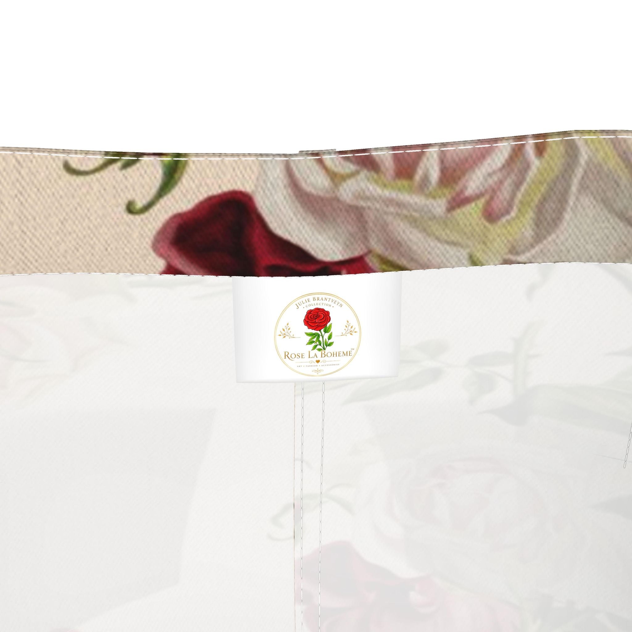 Ivory Floral Denim Pencil Skirt - Rose Print