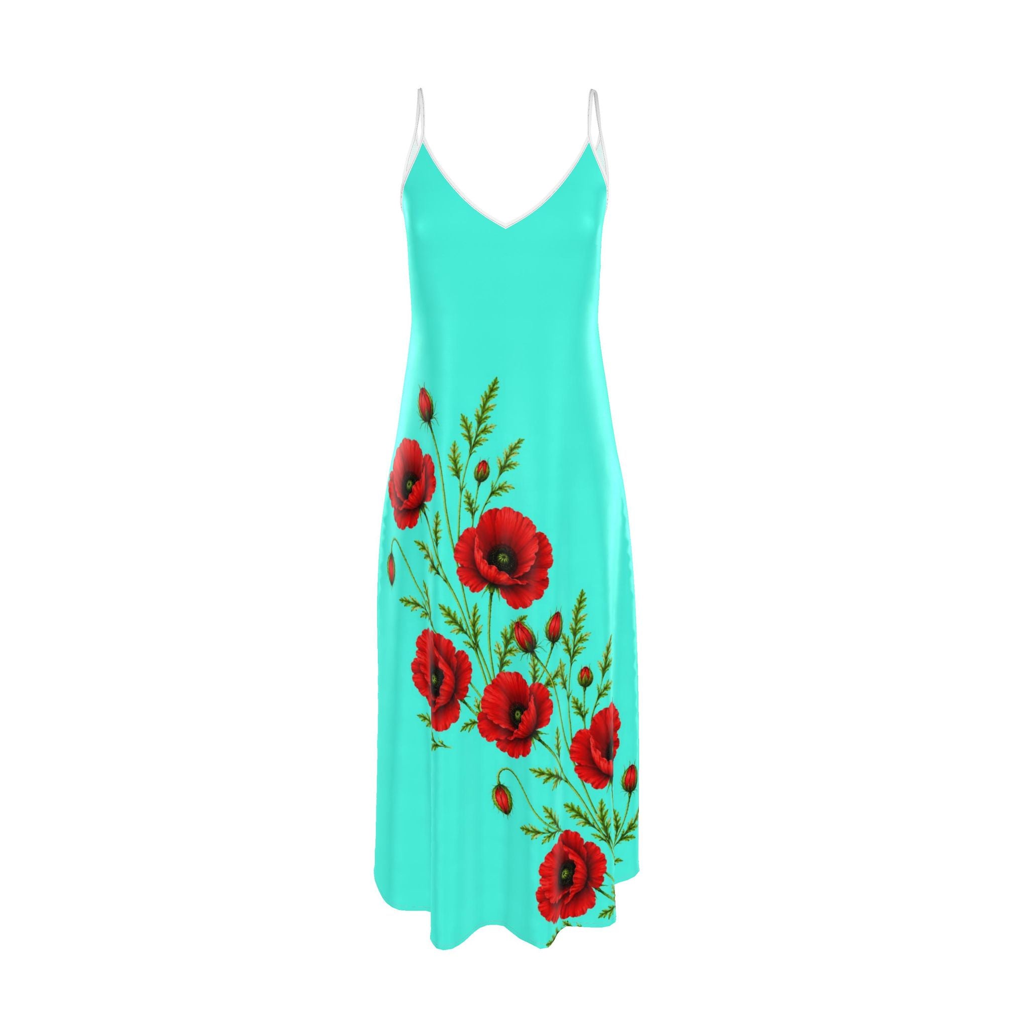 Turquoise Poppy Slip Dress