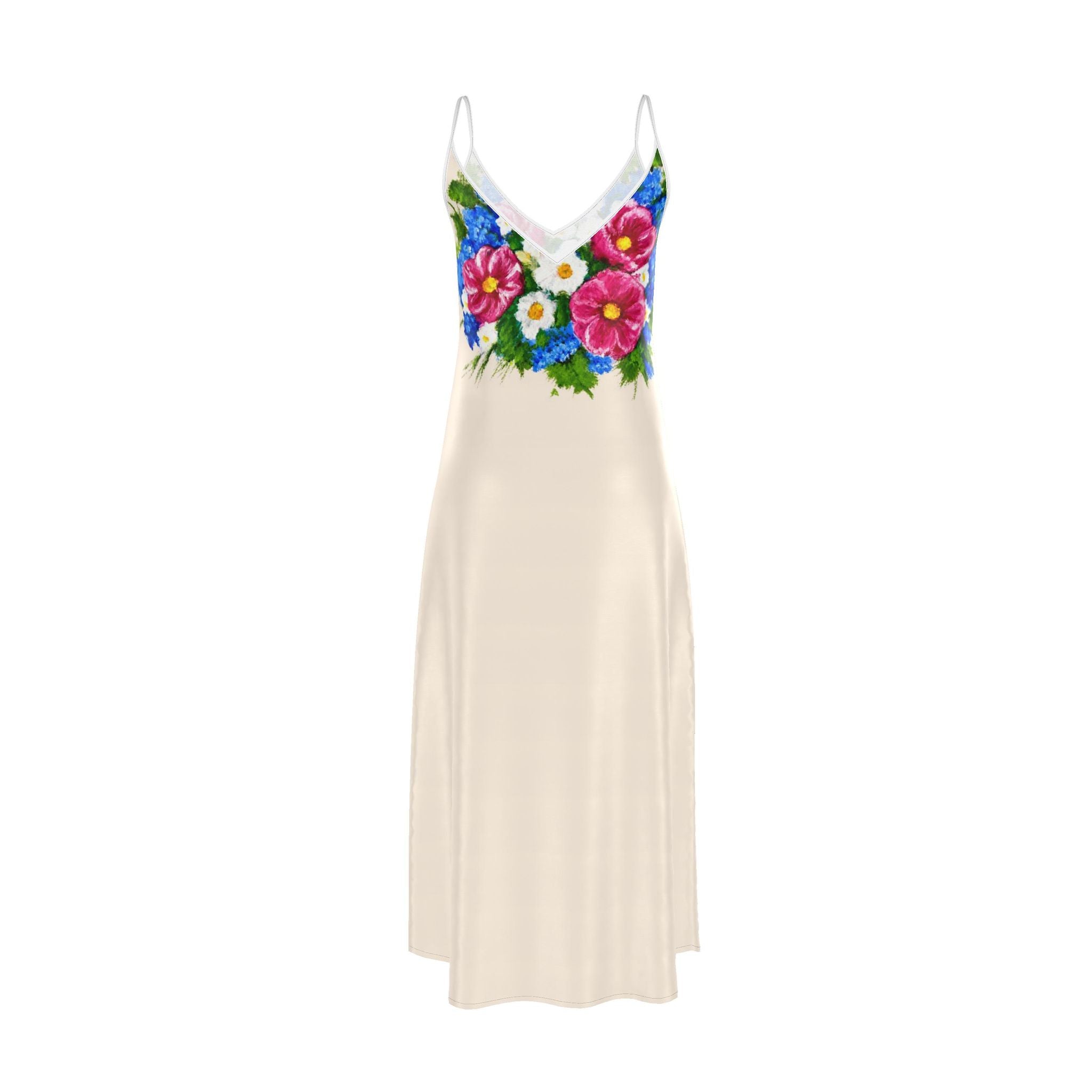 Ivory Summer Bouquet Maxi Slip Dress