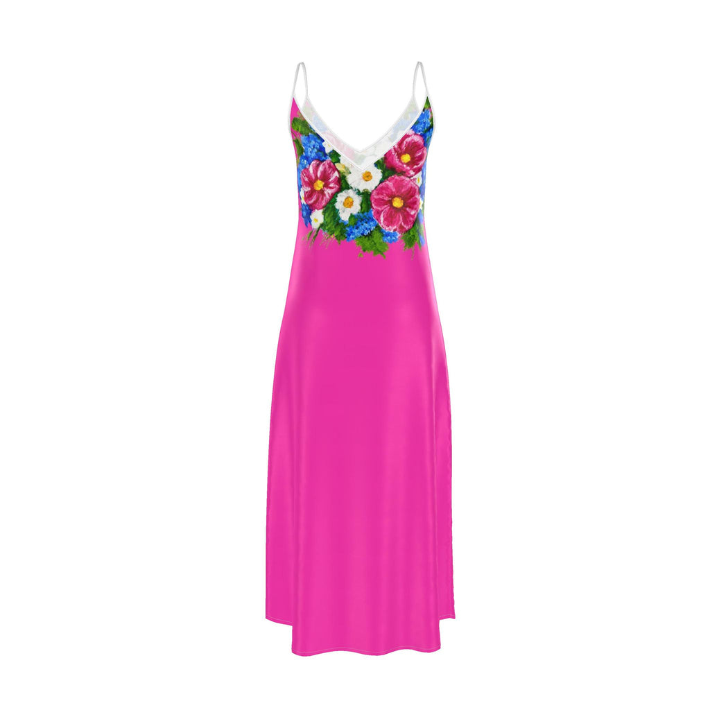 Rose Bouquet Maxi Slip Dress