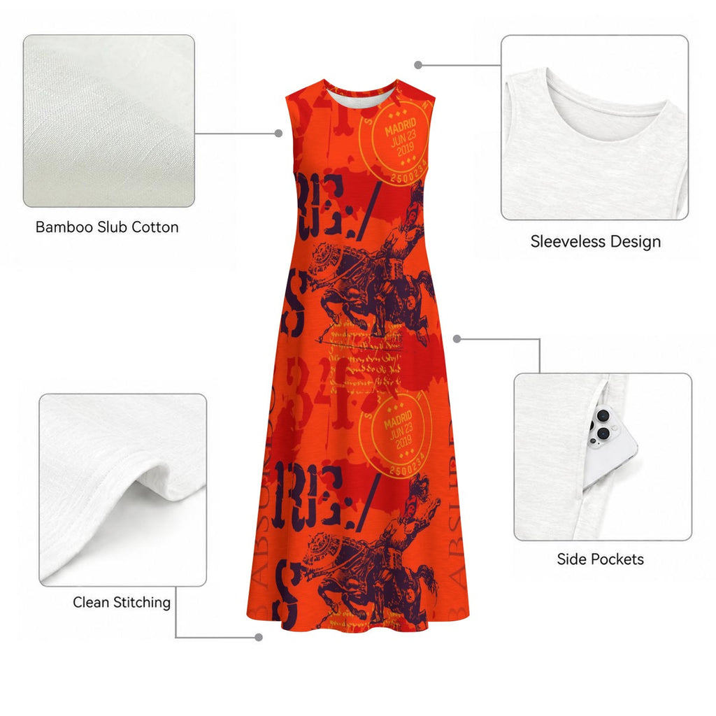 Madrid Graphic Cotton-Linen Midi Dress | Rose La Bohème™