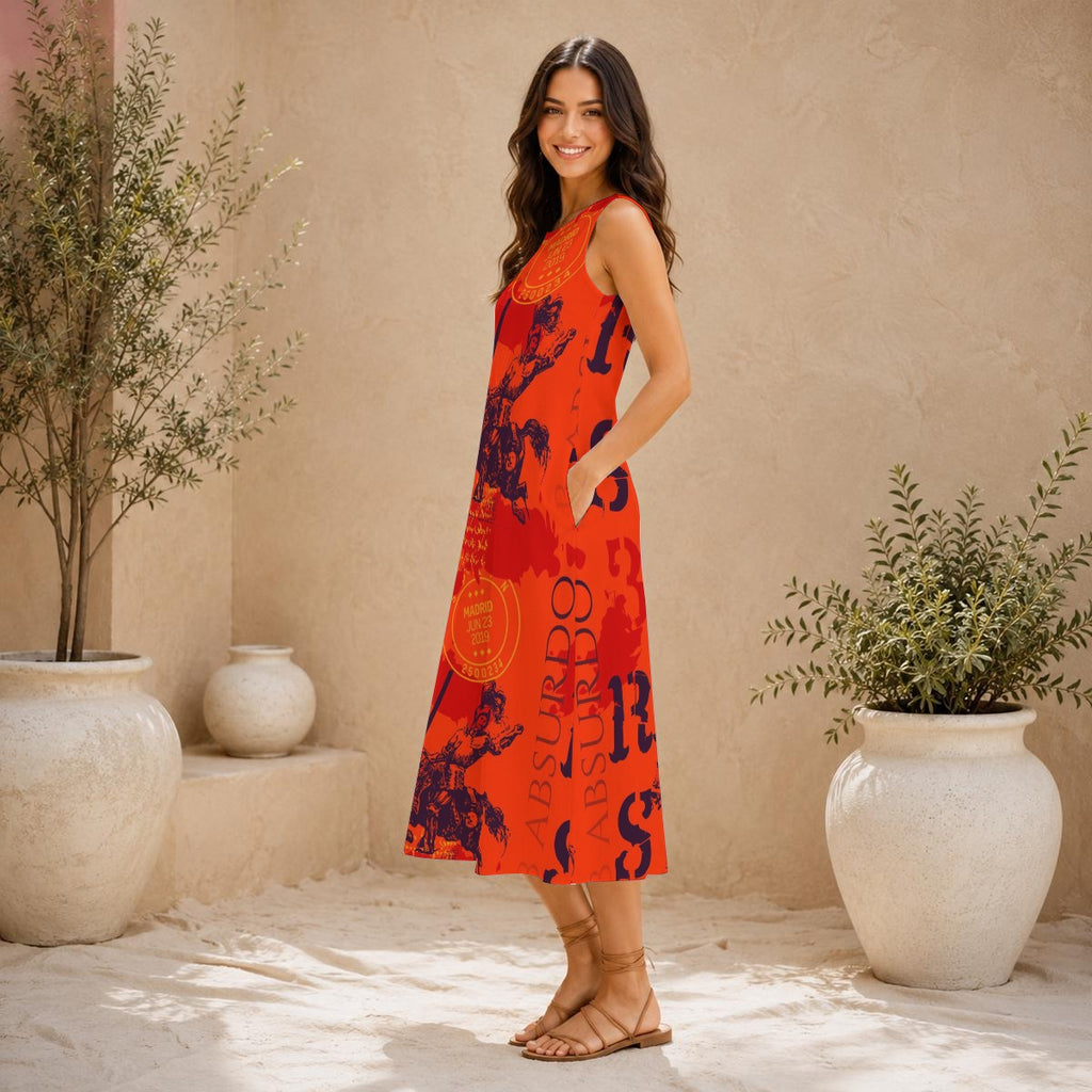 Madrid Graphic Cotton-Linen Midi Dress | Rose La Bohème™