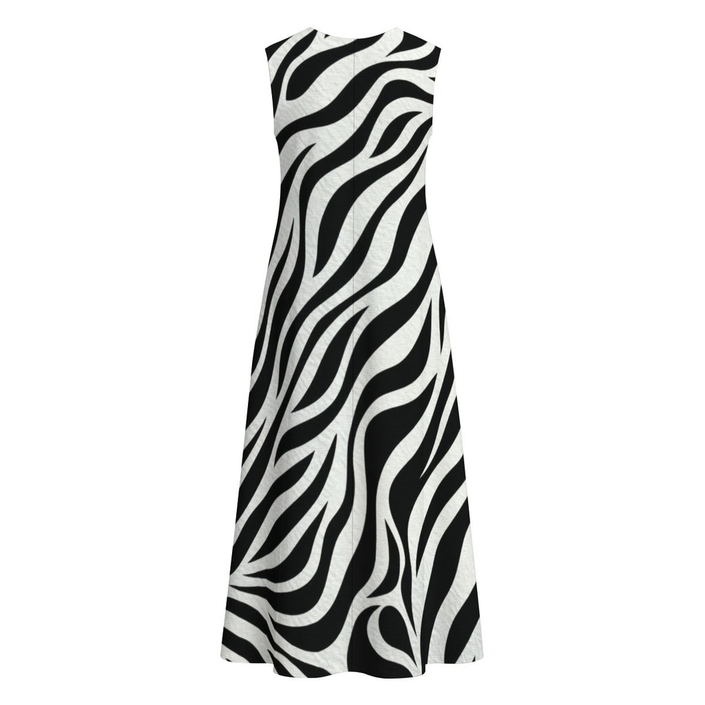 Zebra Rose Cotton-Linen Midi Dress | Rose La Bohème™