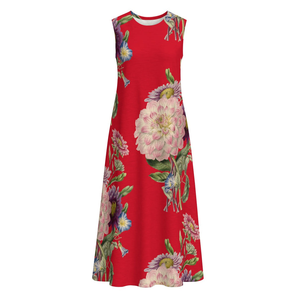 Scarlet Garden Sleeveless Midi Dress | Rose La Bohème™