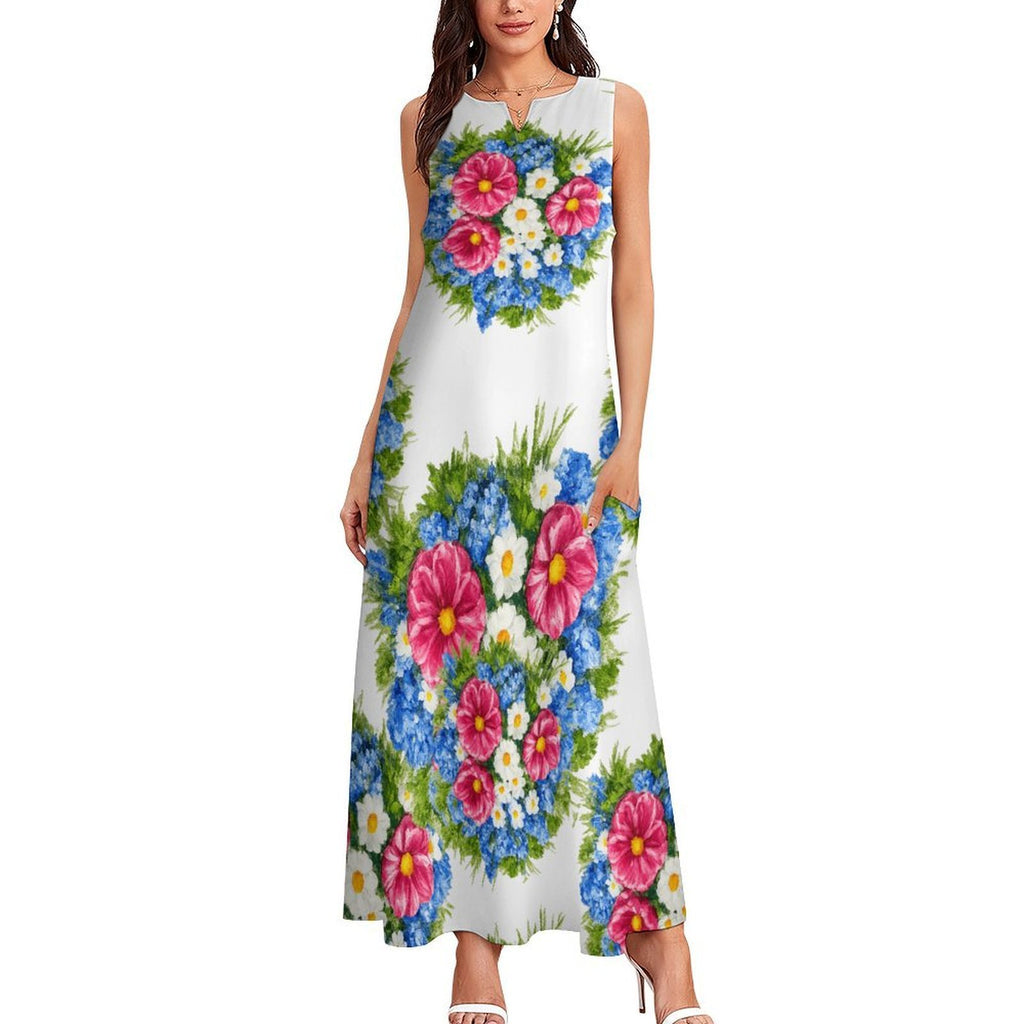 White Garden Sleeveless Long Dress