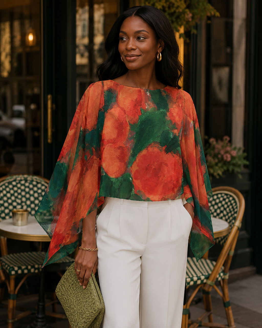 A Thousand Roses Scarlet Chiffon Shawl