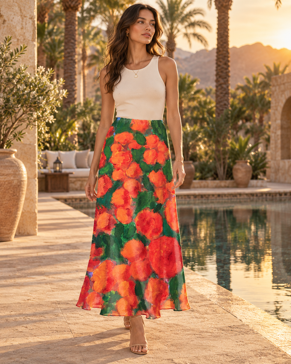 A Thousand Roses Stella Satin Skirt