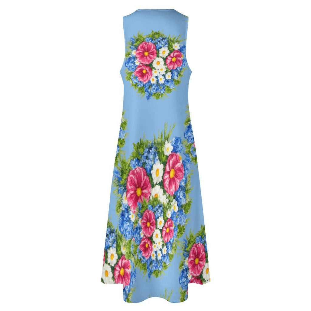 Sky Blue Sleeveless Long Dress
