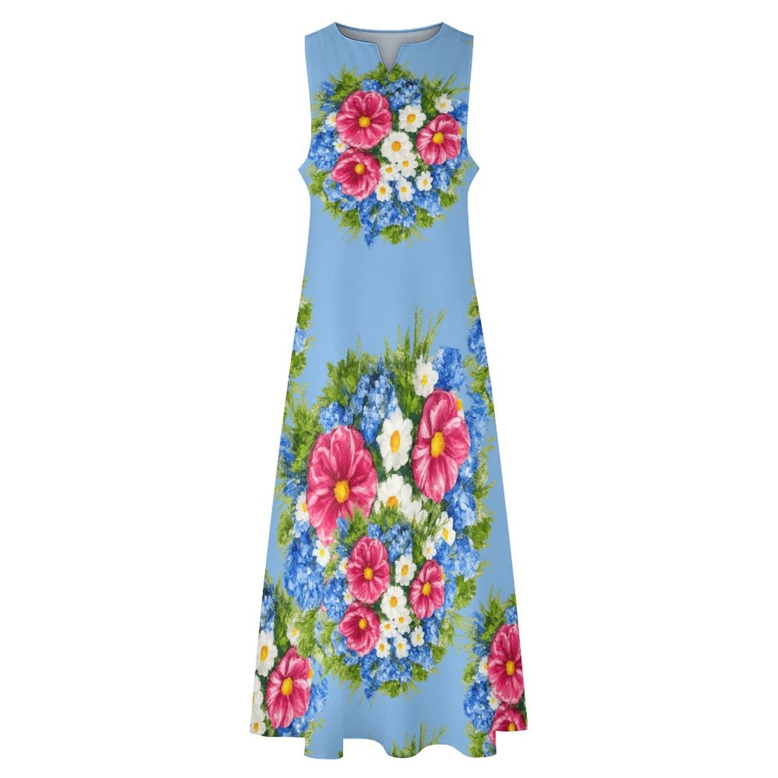 Sky Blue Sleeveless Long Dress