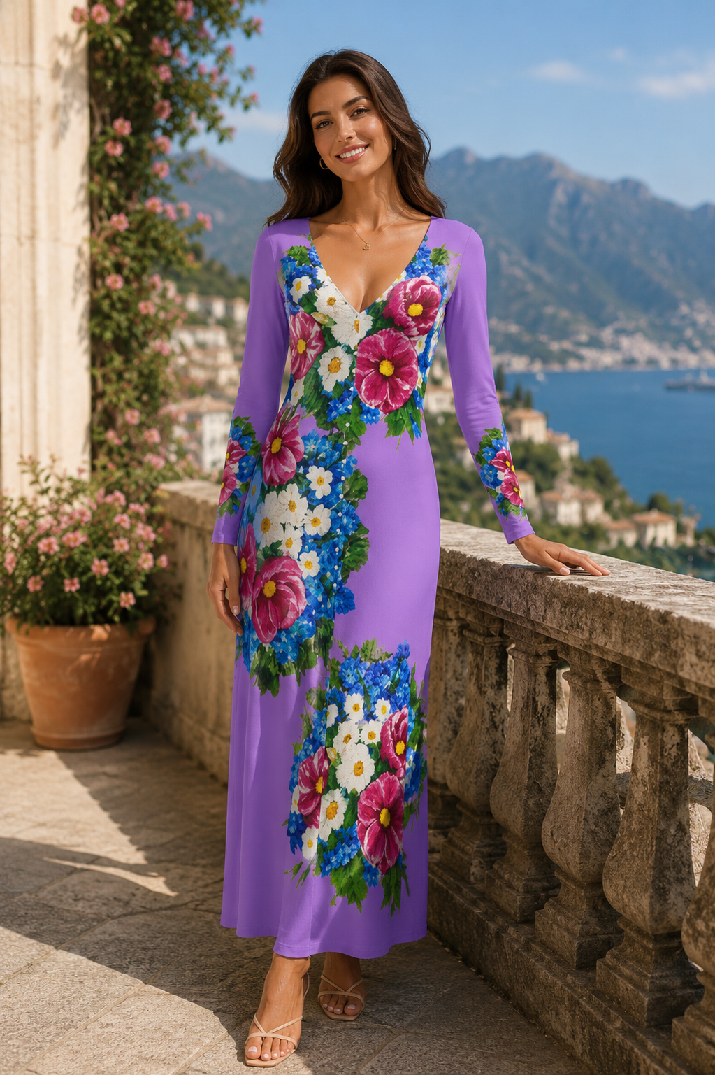 Lavender Wildflower Long Cardigan