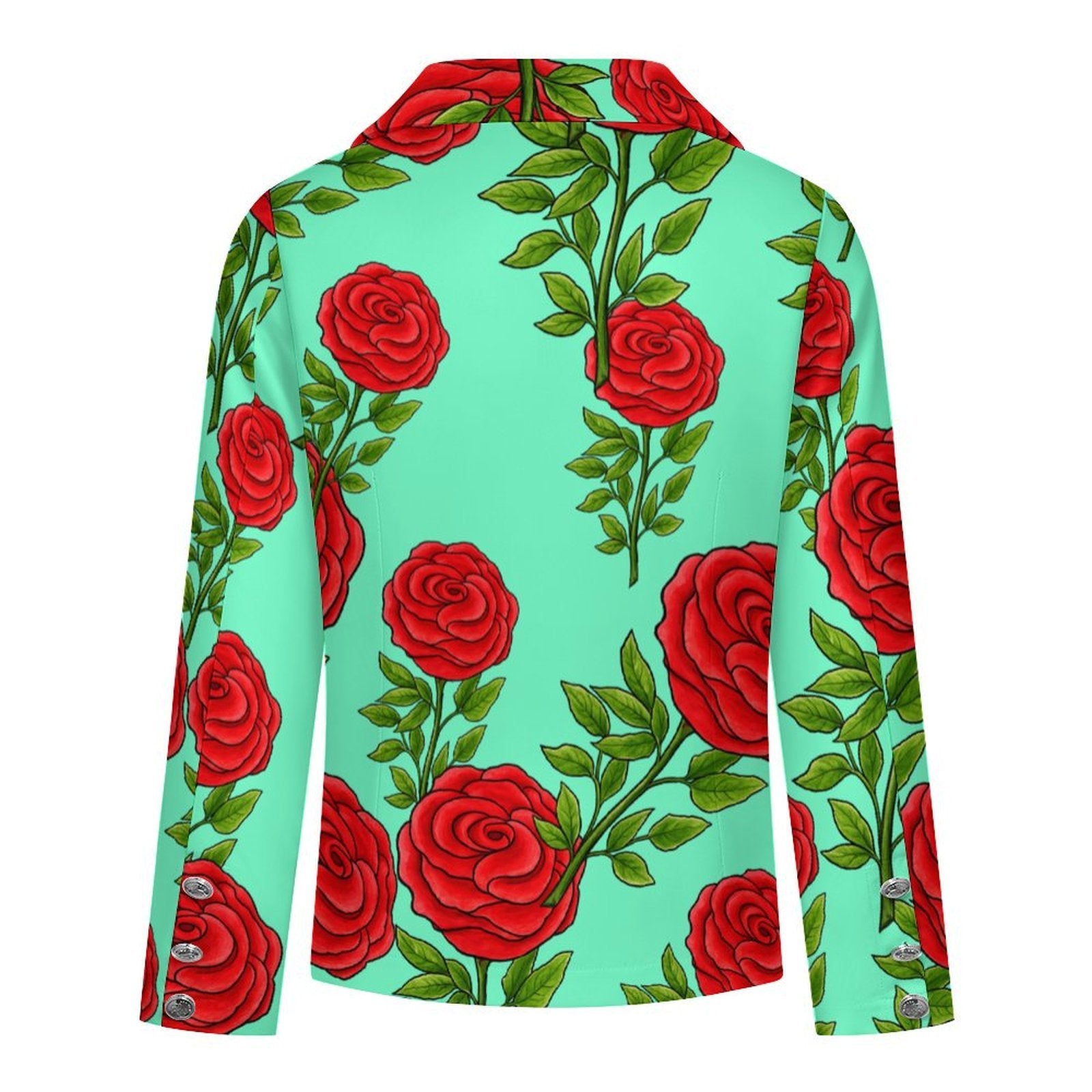 Turquoise Rose Double Breasted Blazer