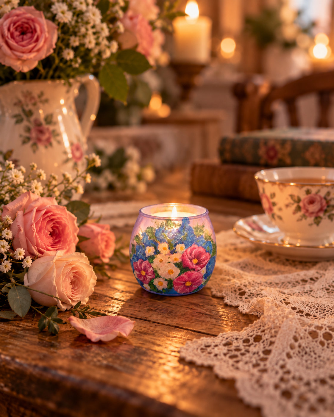 Blooming Bouquet - Glass Tealight Candle Holder