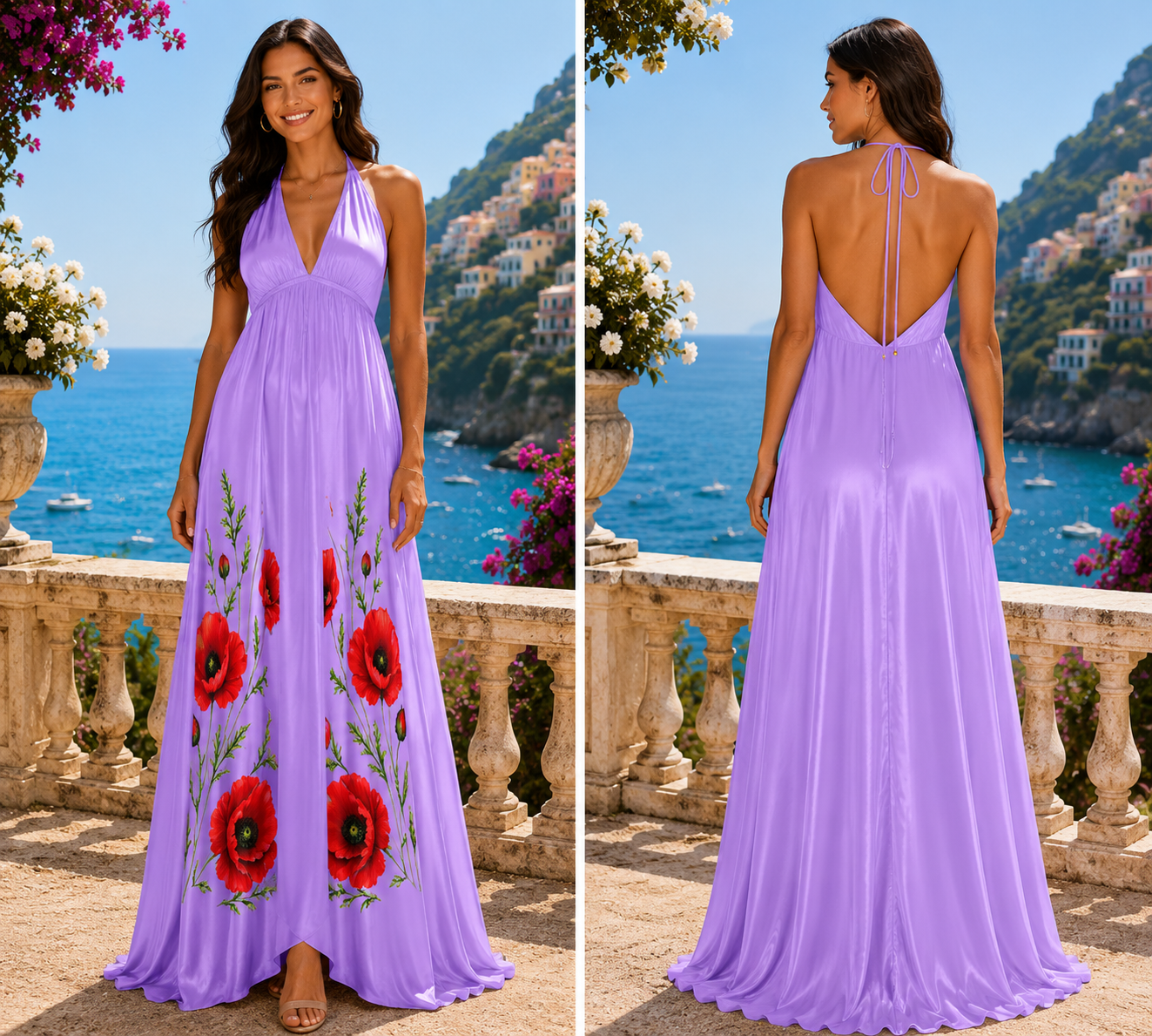 Halterneck backless dress