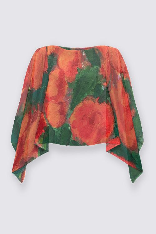 A Thousand Roses Scarlet Chiffon Shawl