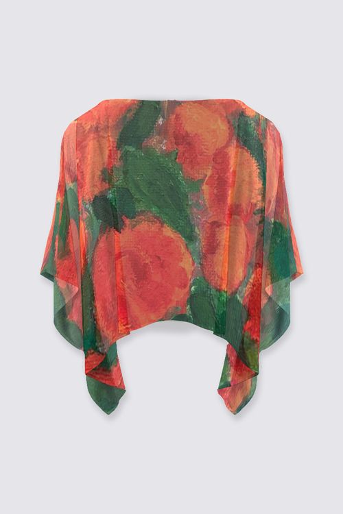 A Thousand Roses Scarlet Chiffon Shawl