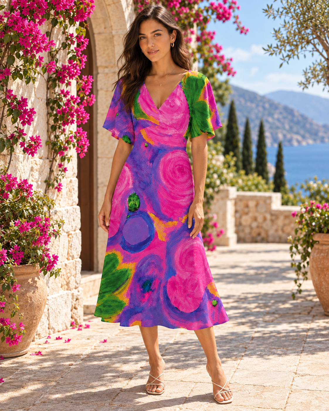 Summer Bouquet Sarah V-Neck Dress