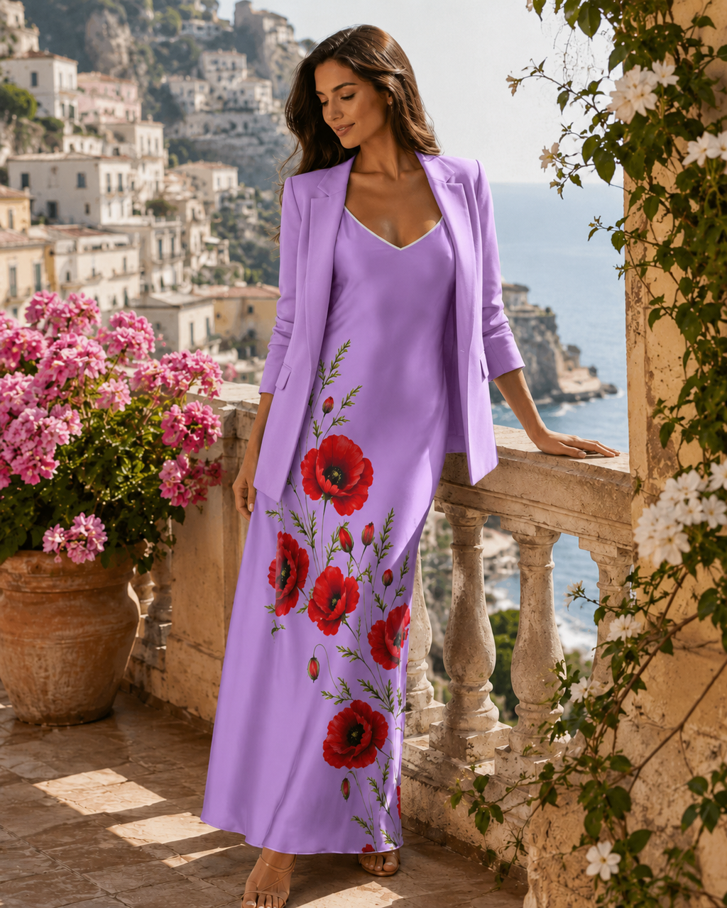 Lavender Poppy Maxi Slip Dress