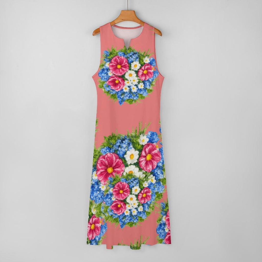Coral Pink Sleeveless Long Dress
