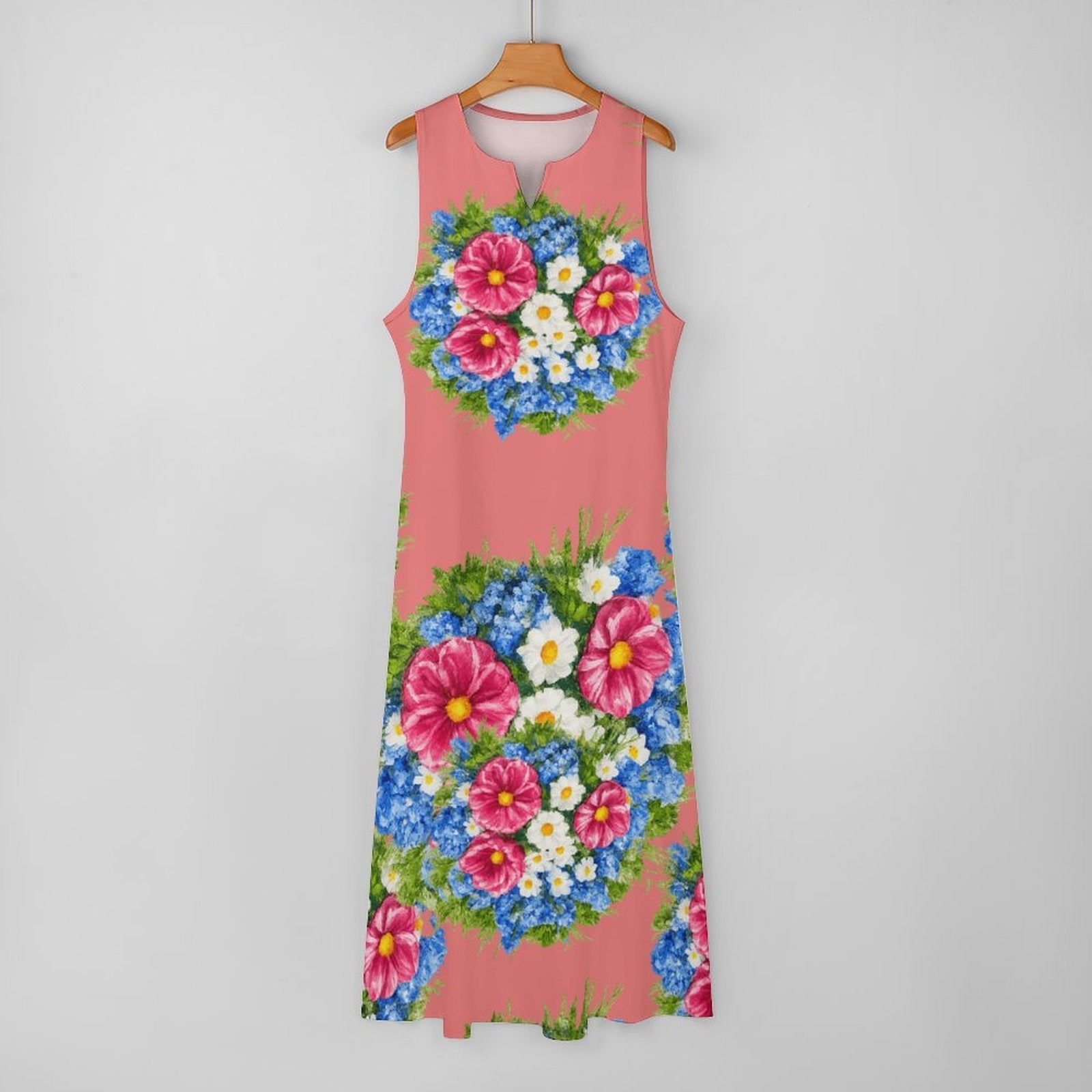 Coral Pink Sleeveless Long Dress