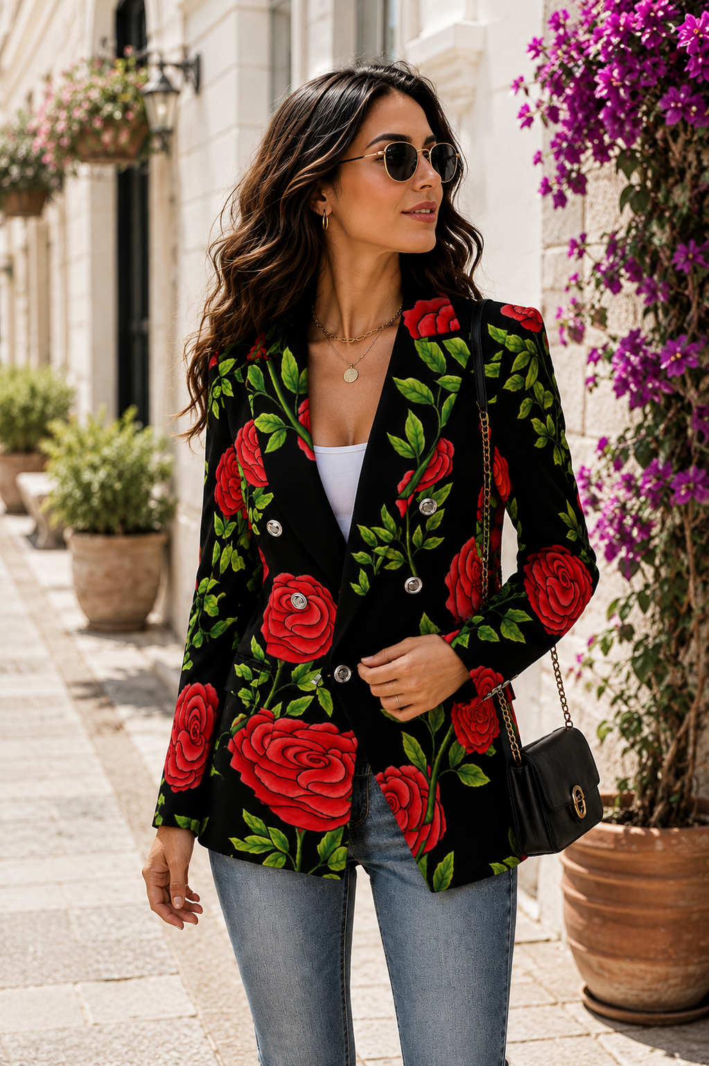 Black & Rose Double Breasted Blazer