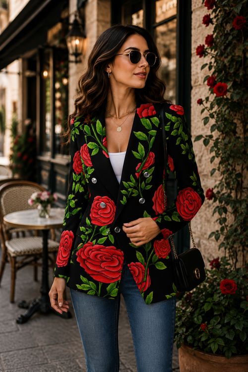 Black & Rose Double Breasted Blazer
