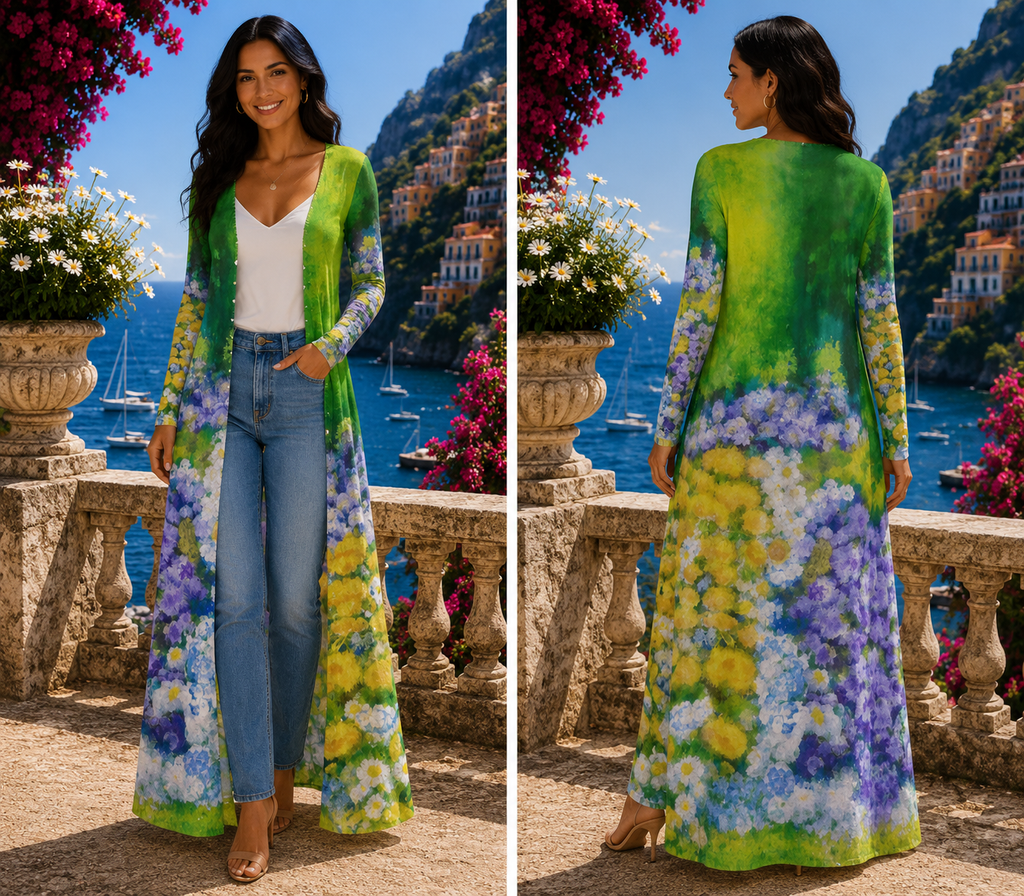 Wisteria Garden Ladies Long Cardigan
