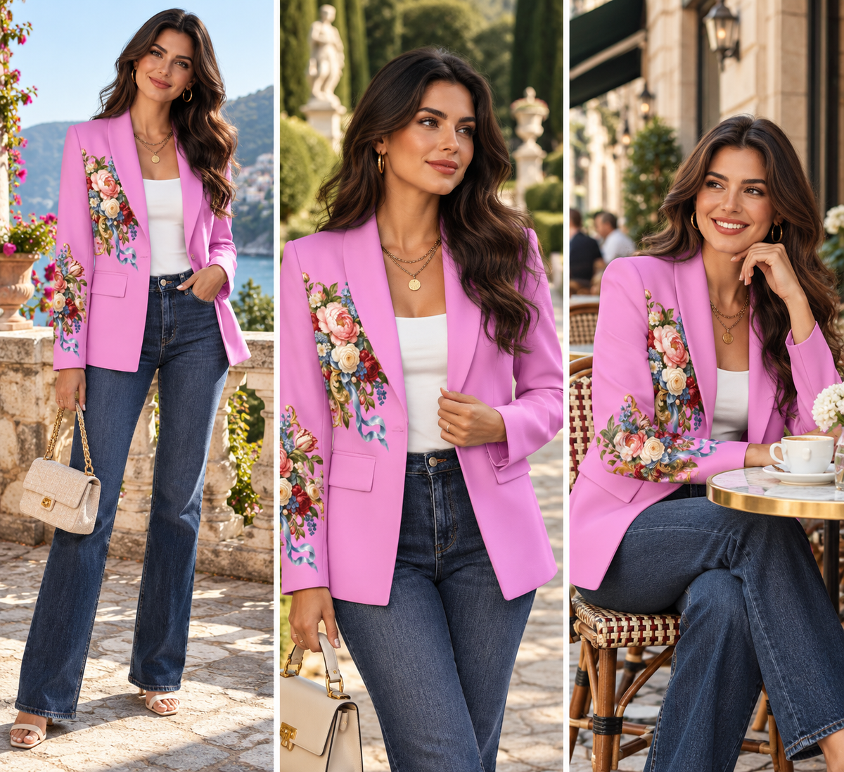 Baroque Garden Floral Blazer in Pink | Rose La Bohème™