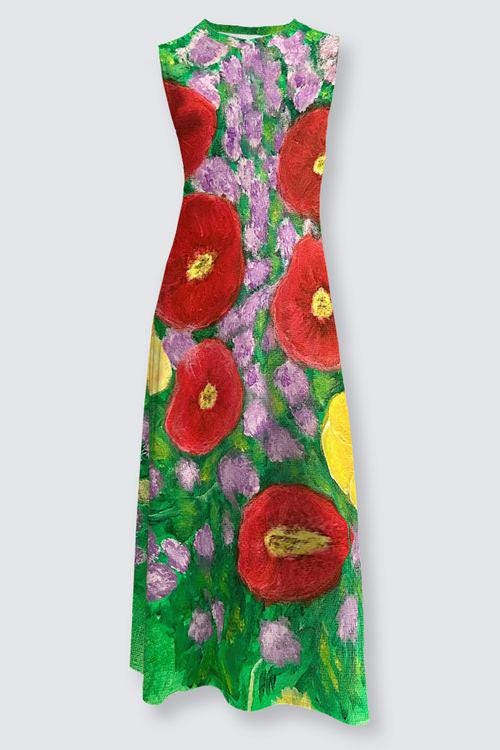 Poppies in Bloom Maxi Dress, floral detail