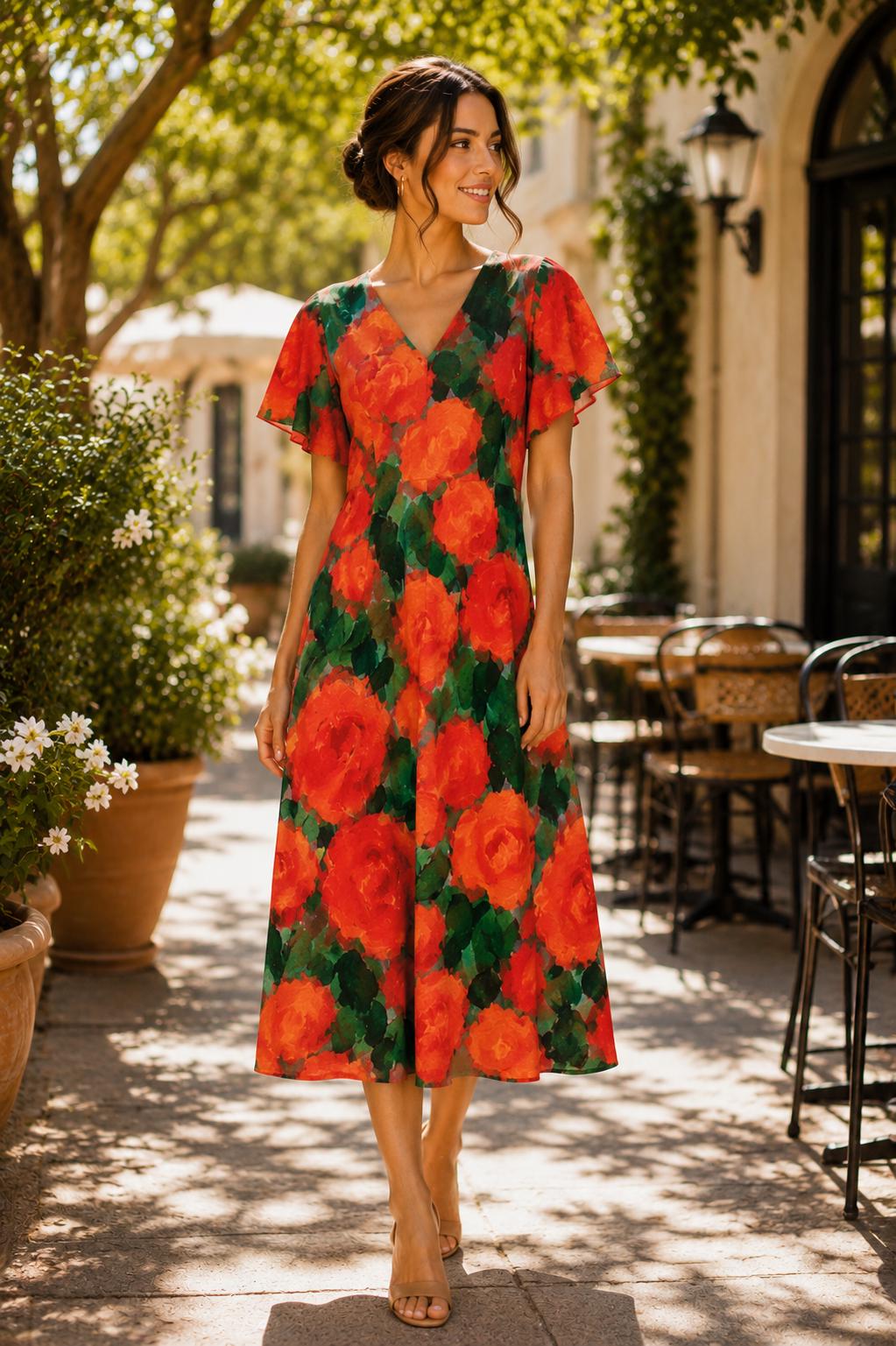 A Thousand Roses Sarah V-Neck Dress by Rose La Bohème