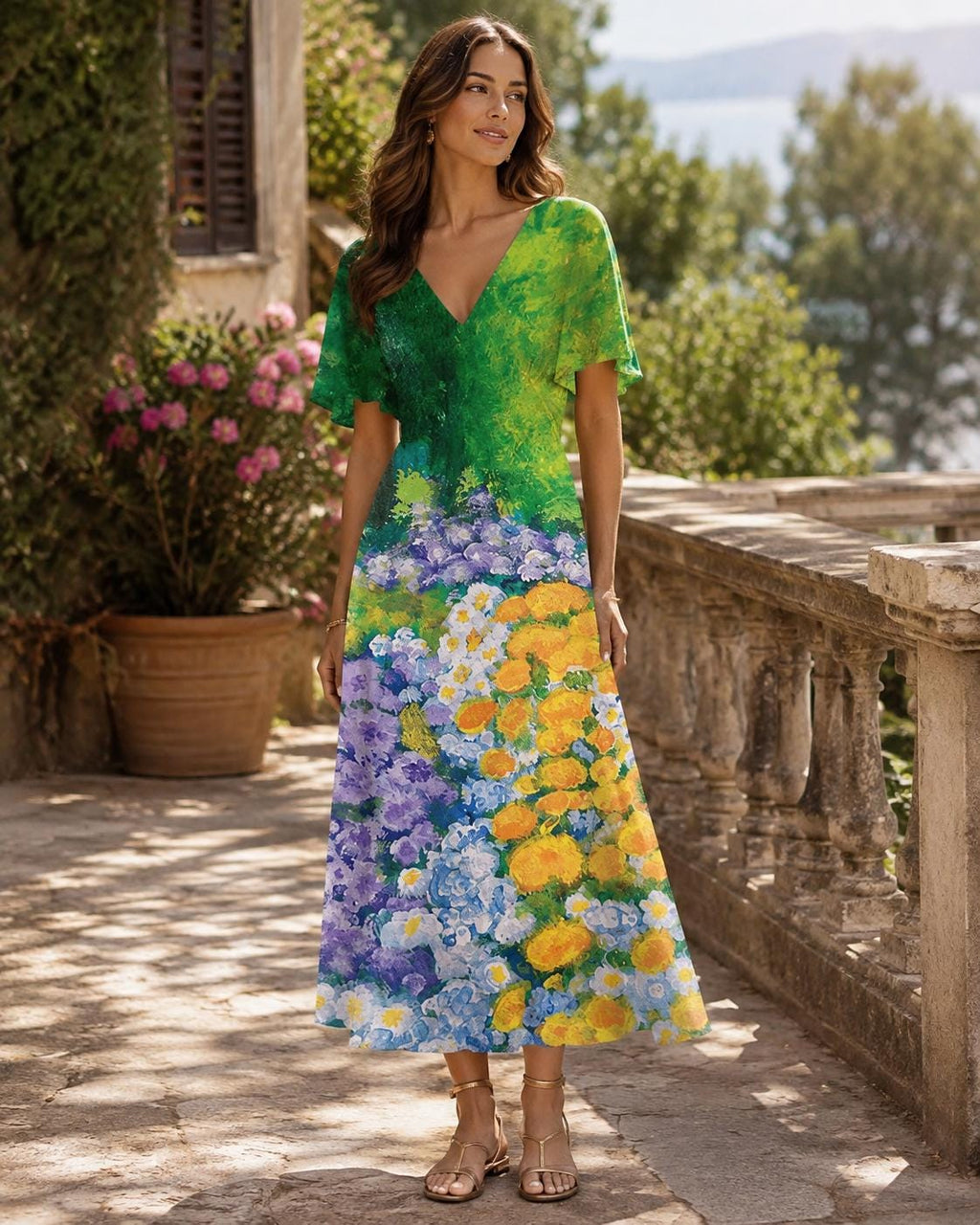 Wisteria Garden Sarah V-Neck Dress by Rose La Bohème