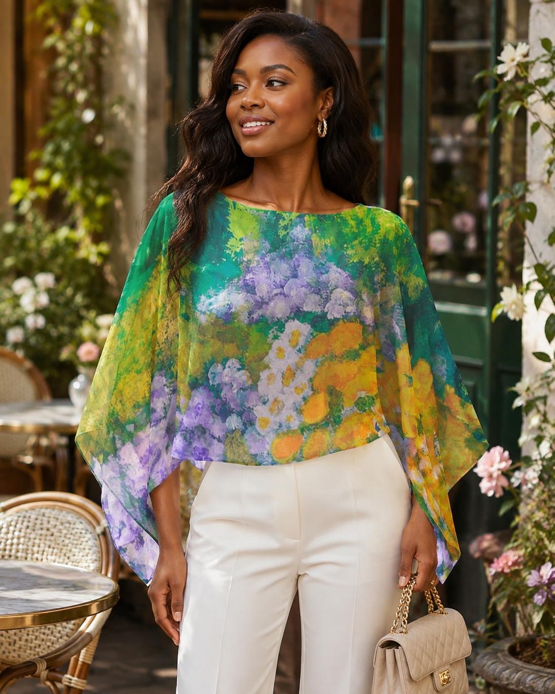 Wisteria Garden Chiffon Shawl by Rose La Bohème