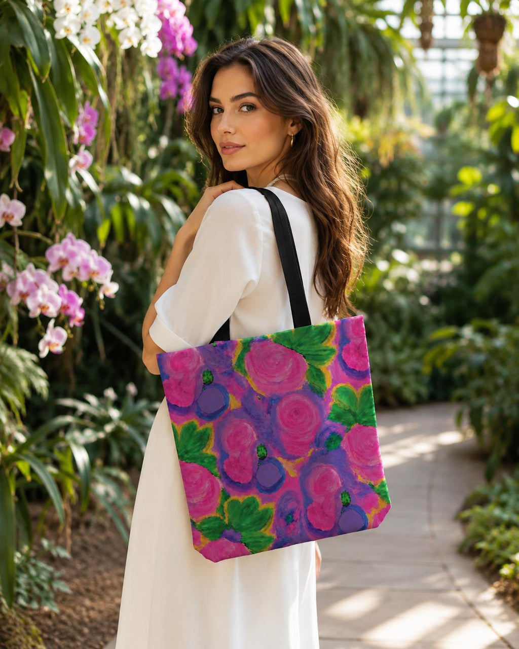 Summer Bouquet Reubens Tote, side view