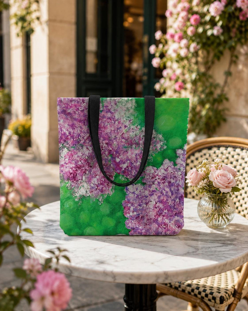 Lilacs Reubens Tote floral design
