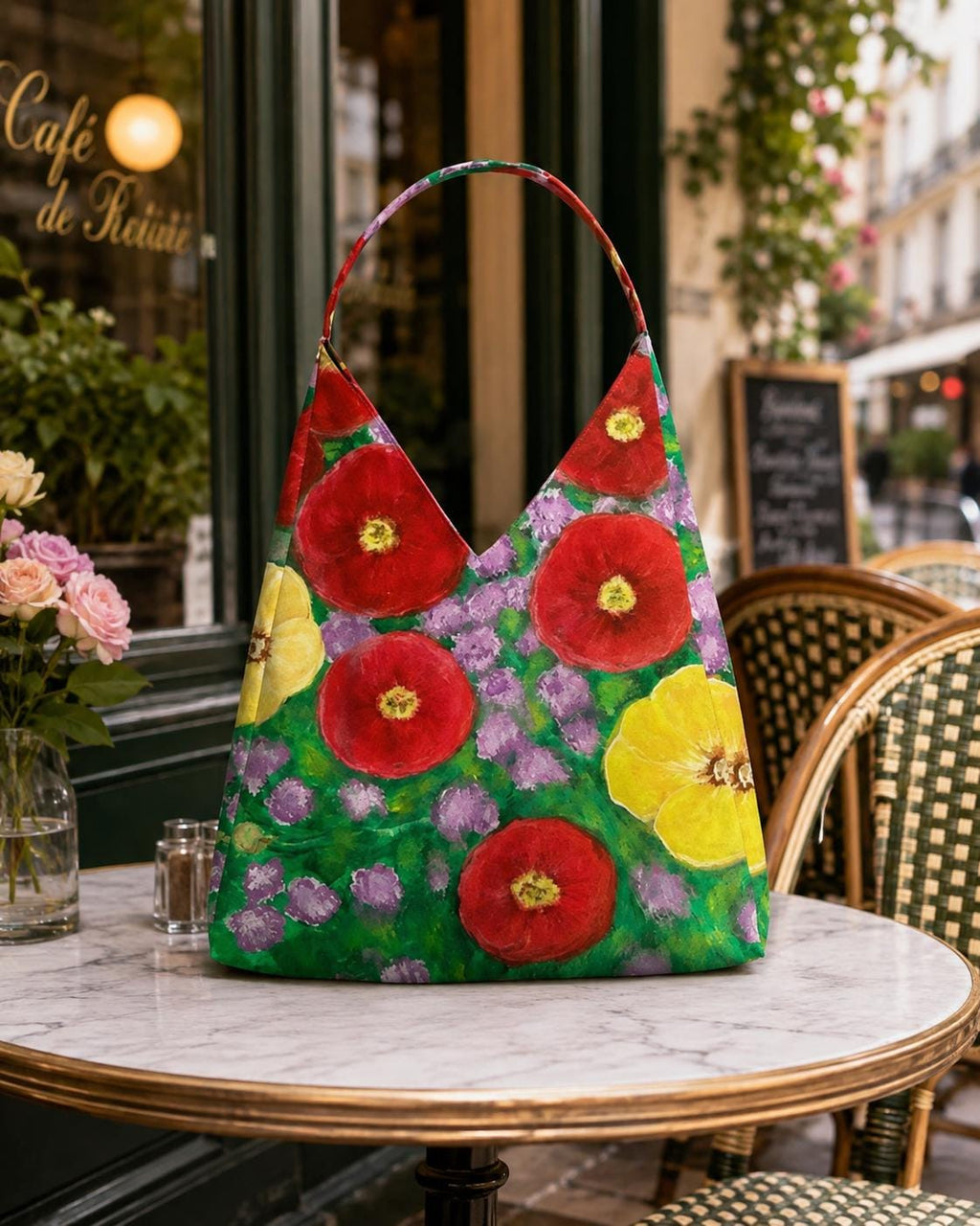 Poppies in Bloom Tulip Bag styled