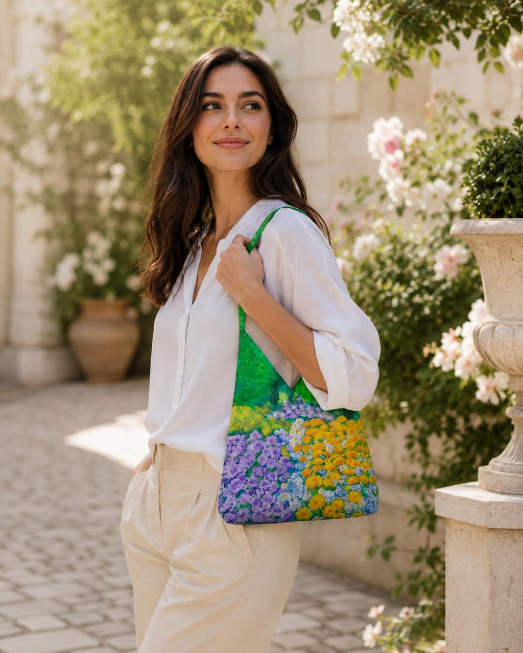 Wisteria Garden Tulip Bag, side view